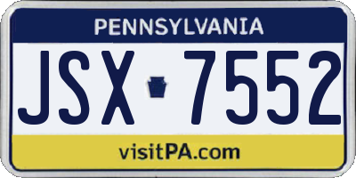 PA license plate JSX7552