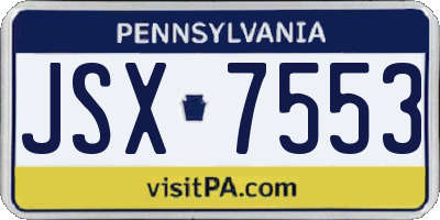 PA license plate JSX7553