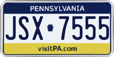PA license plate JSX7555