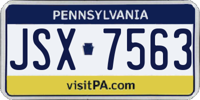 PA license plate JSX7563