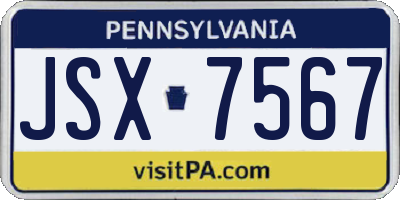 PA license plate JSX7567