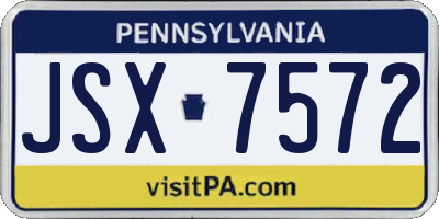 PA license plate JSX7572