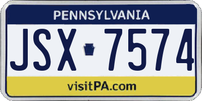 PA license plate JSX7574