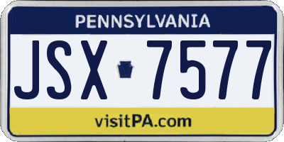 PA license plate JSX7577