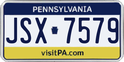 PA license plate JSX7579
