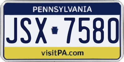 PA license plate JSX7580