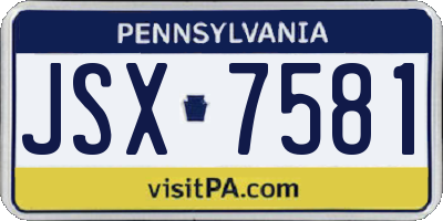 PA license plate JSX7581