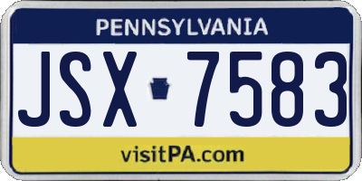 PA license plate JSX7583