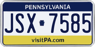 PA license plate JSX7585