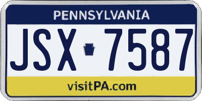 PA license plate JSX7587