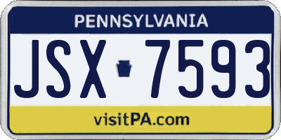 PA license plate JSX7593