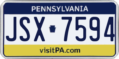 PA license plate JSX7594