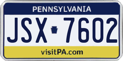 PA license plate JSX7602