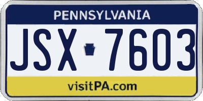 PA license plate JSX7603