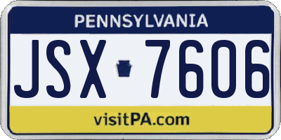 PA license plate JSX7606