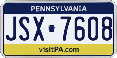 PA license plate JSX7608
