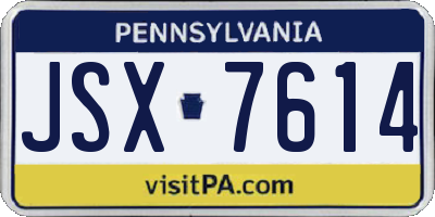 PA license plate JSX7614
