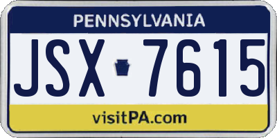 PA license plate JSX7615
