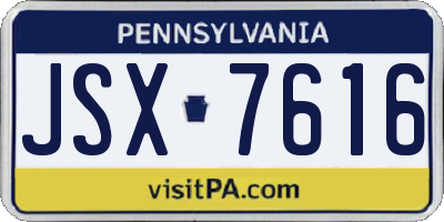 PA license plate JSX7616