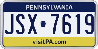 PA license plate JSX7619
