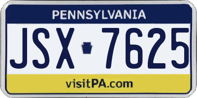 PA license plate JSX7625