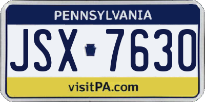 PA license plate JSX7630