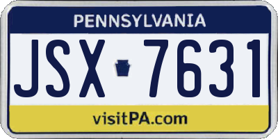 PA license plate JSX7631