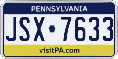 PA license plate JSX7633