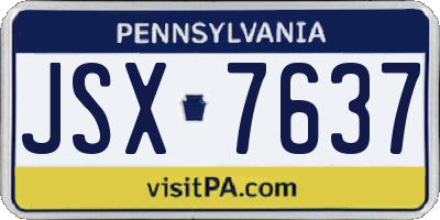 PA license plate JSX7637