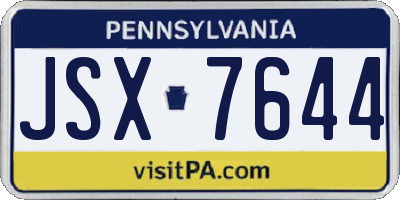PA license plate JSX7644