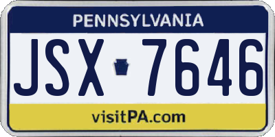 PA license plate JSX7646