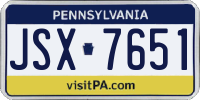 PA license plate JSX7651