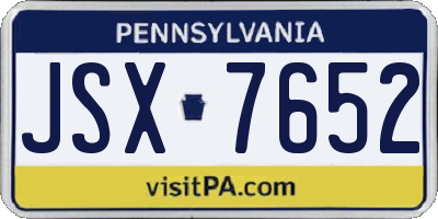 PA license plate JSX7652