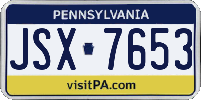PA license plate JSX7653