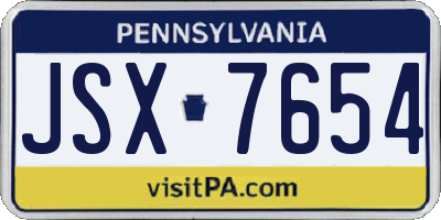 PA license plate JSX7654
