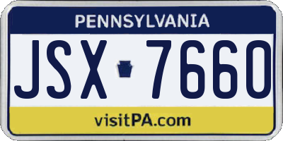 PA license plate JSX7660