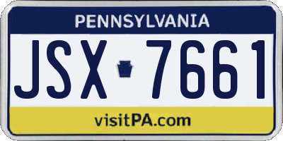 PA license plate JSX7661