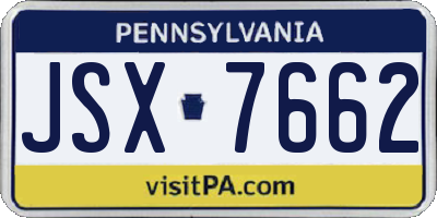 PA license plate JSX7662