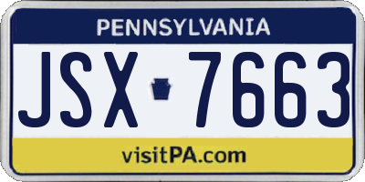 PA license plate JSX7663