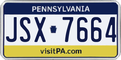 PA license plate JSX7664