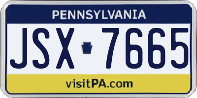 PA license plate JSX7665
