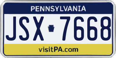 PA license plate JSX7668