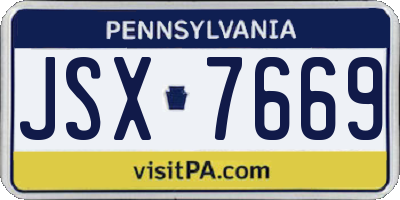 PA license plate JSX7669