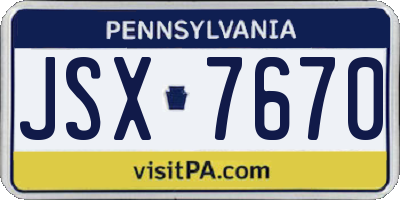 PA license plate JSX7670
