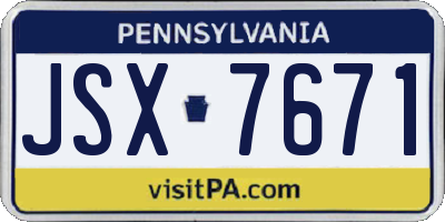 PA license plate JSX7671