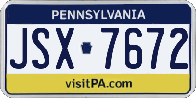 PA license plate JSX7672