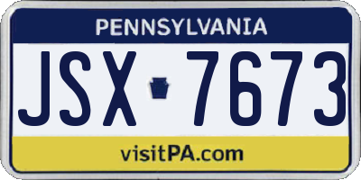 PA license plate JSX7673