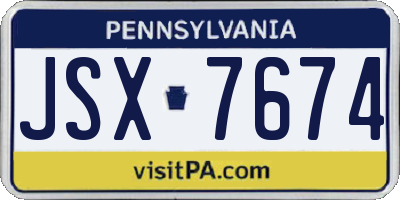 PA license plate JSX7674