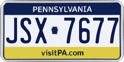 PA license plate JSX7677