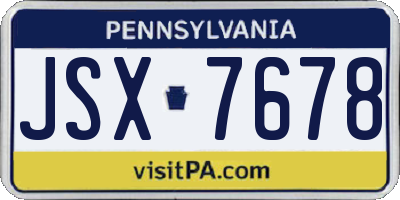 PA license plate JSX7678